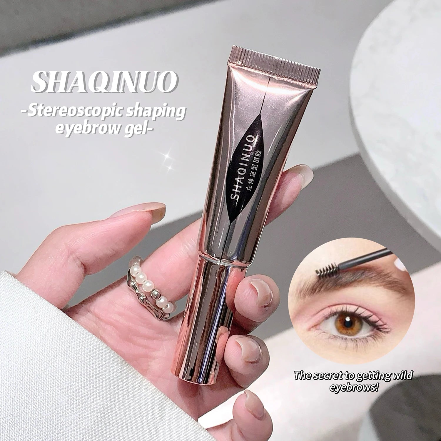 Eyebrow Styling Gel Easy to Shape & Long-Lasting Hold, Small Brush for Effortless Application, Naturally Colored for Al