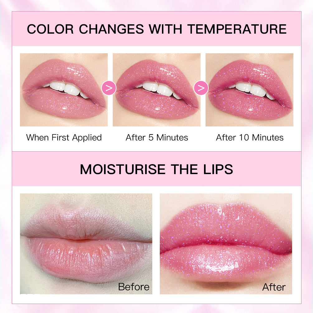 Glitter Lipstick Color Change Lip Balm Transparent Moisturizing Lipstick Makeup Crystal Jelly Pearlescent LipStain Tint Cosmetic