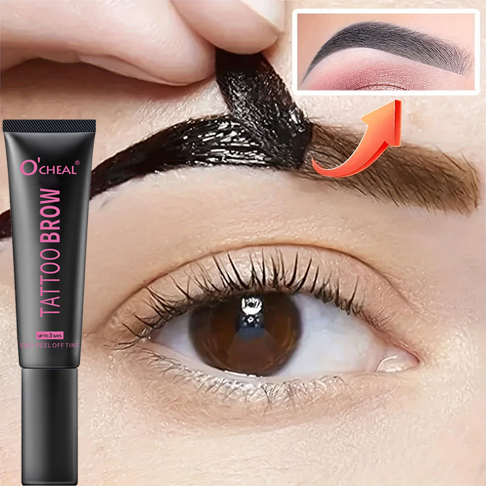 Waterproof Tattoo Brow Peel Off Tint with Stencils - Semi-Permanent Eyebrow Tint Lasts Up to 3 Days Easy to Apply Brow Makeup