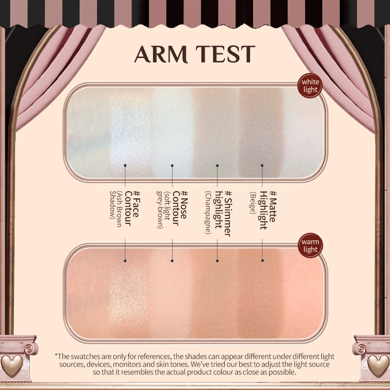 Flower Knows Highlighter & Contour 4-color Makeup 3D Bronzer Matte Contour Powder