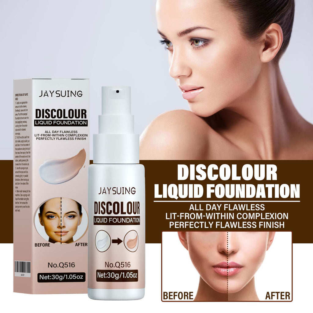 Jaysuing Liquid Foundation Temperature Color Changing Waterproof No Creasing Long-lasting Moisturizing No Separation Makeup