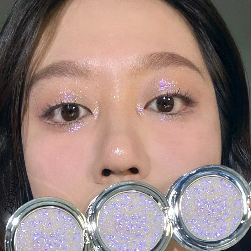 Disappears Glitter Eyeshadow Palette Purple Sequins Pigment Crystal Mud Shining Eyes Makeup Waterproof Lasting Midnight Party