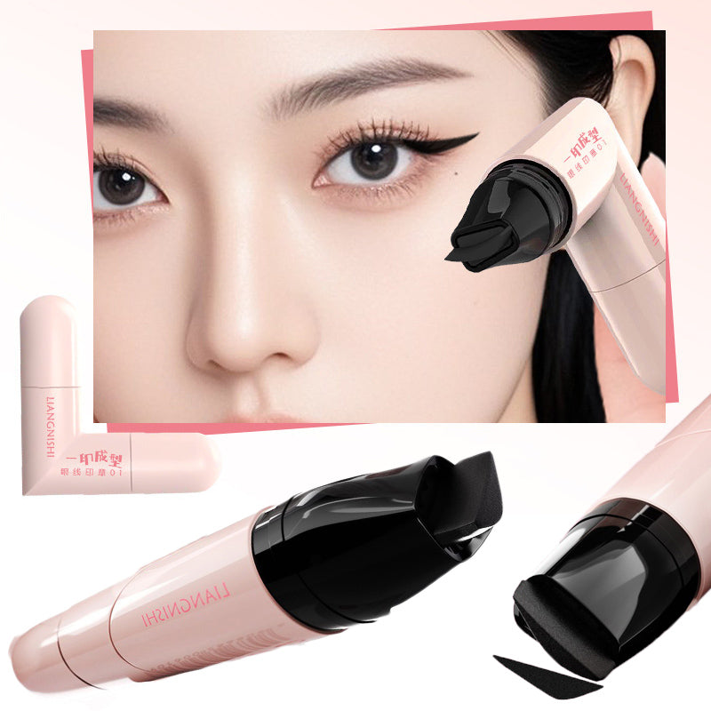 Rotate Eyeliner Stamp Integrated Black Brown Dual-Tip DIY Eyeliner Wing Stencil Waterproof Smudge-Proof Longwear Liquid Pen