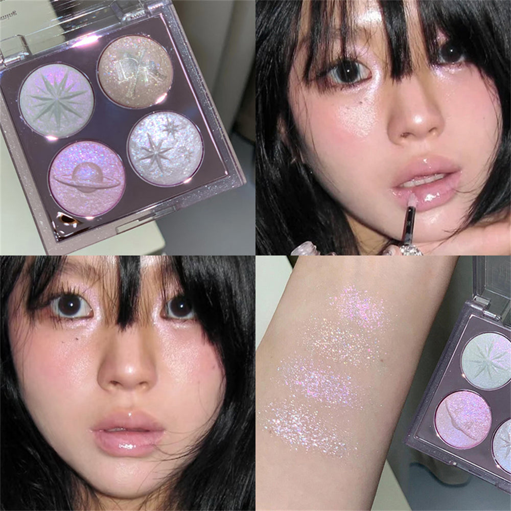 Christmas Planet Diamond Glitter 4-Color Eyeshadow Palette Luxurious Pearly Luminous Polarized Highlighter Brighten Eye Makeup