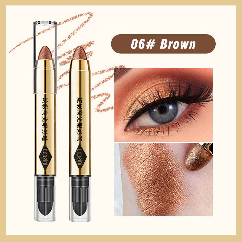 Dual-Ended Highlighter Eyeshadow Pencil – Shimmering  Brightening  Long-Lasting  Non-Smudge  Pearlescent Glow Stick for Makeup