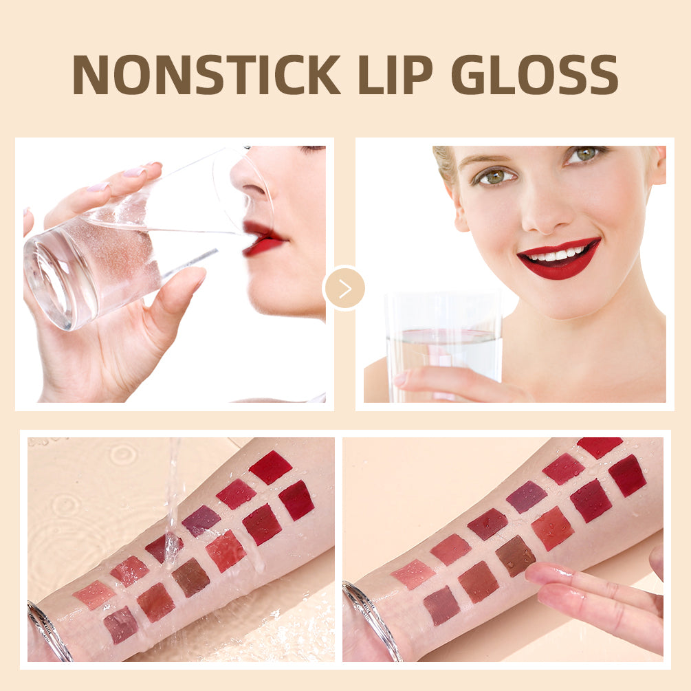 Sexy Red Matte Lip Gloss Long Lasting Velvet Liquid Lipstick Lip Makeup Women Beauty Nonstick Cup Waterproof Lipgloss
