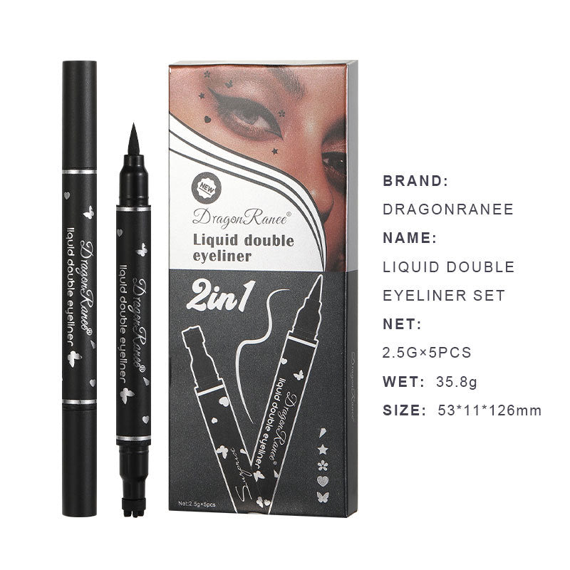5pcs Liquid Double-Headed Waterproof Eyeliner Set Smudge-Proof Easy to Apply Natural Makeup Effect Beginner Essential Kit