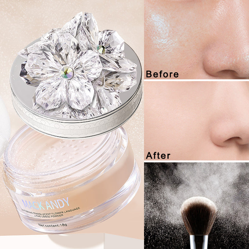 Crystal Flower Setting Powder Oil Control Compact Waterproof Powder Exquisite Translucent Face Powder Dupe Makeup Large Capacity