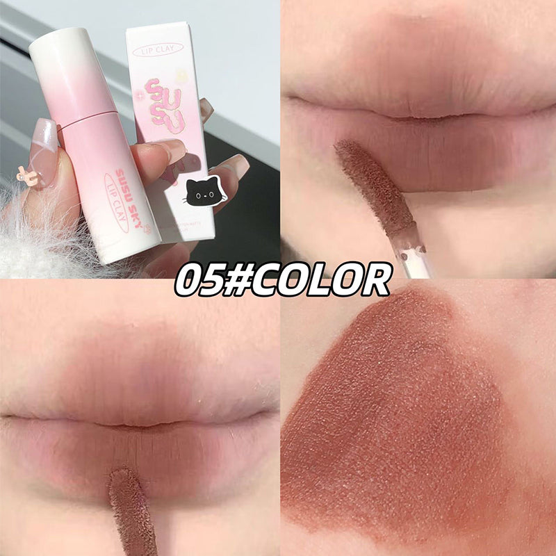 Balloon Kitten Matte Lip Mud Velvet Matte Silky Non-Drying Whitening Lip Glaze