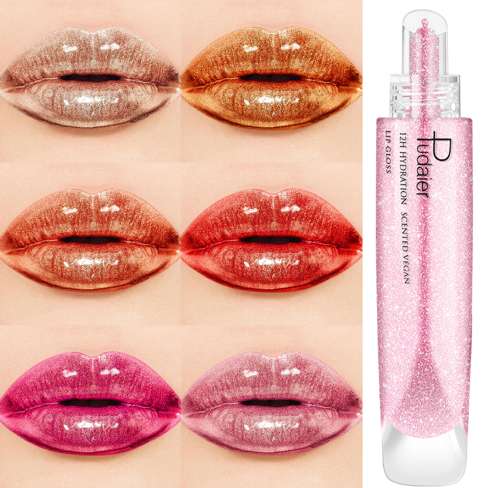 Pudaier mirror liquid lacquer lip gloss pearlescent lip glaze moisturizing lip plumping makeup