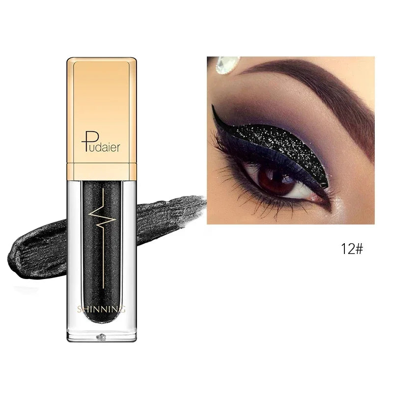 New Make Up Liquid Eyeshadow Waterproof Glitter Pigments Purple Gold Metalic Women Beauty Gel Eye Shadow Cream 18 Colors