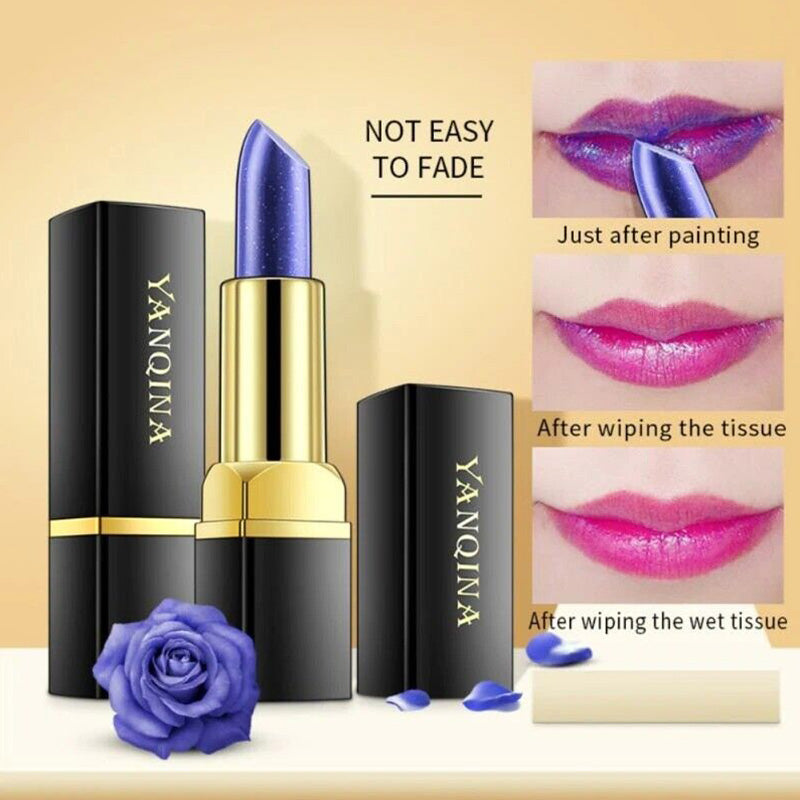 Temperature Color Change Lipstick Blue Shimmer Lipstick Blue Changed Into Pink Lip Stain Gloss Moisturizing Lip Balm Tint Makeup