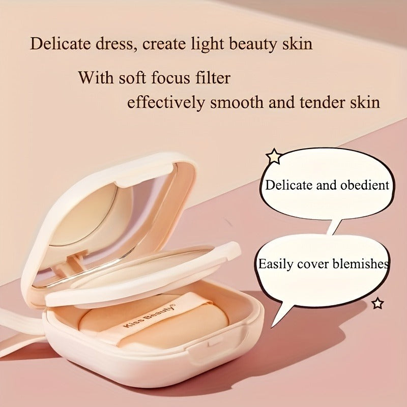 Milk Tea Waterproof Compact Powder - Full Coverage Contour and Concealer Matte Finish Double-Layer Portable Setting Powder