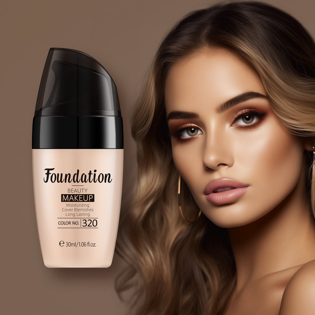 Oil Free Liquid Foundation Natural Matte Finish Concealer Waterproof Long Lasting Base Makeup for Flawless Skin