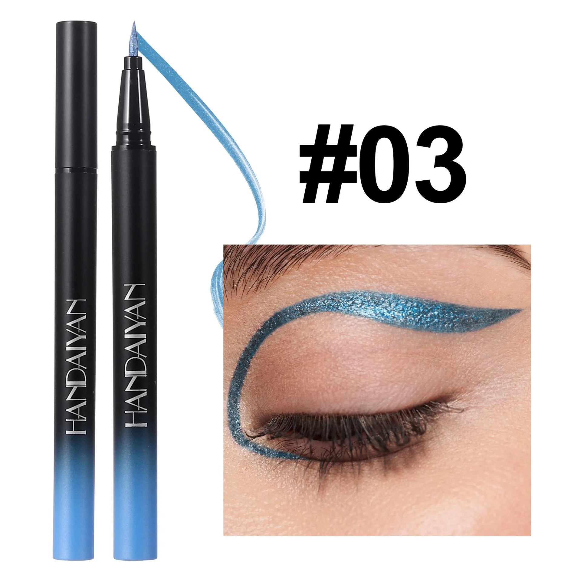 Diamond Shiny Eye Liner Eyeshadow Waterproof Quick-dry Silver Gold Metellic Pearlescent Liquid Eyeliner Silkworm Brighten Makeup