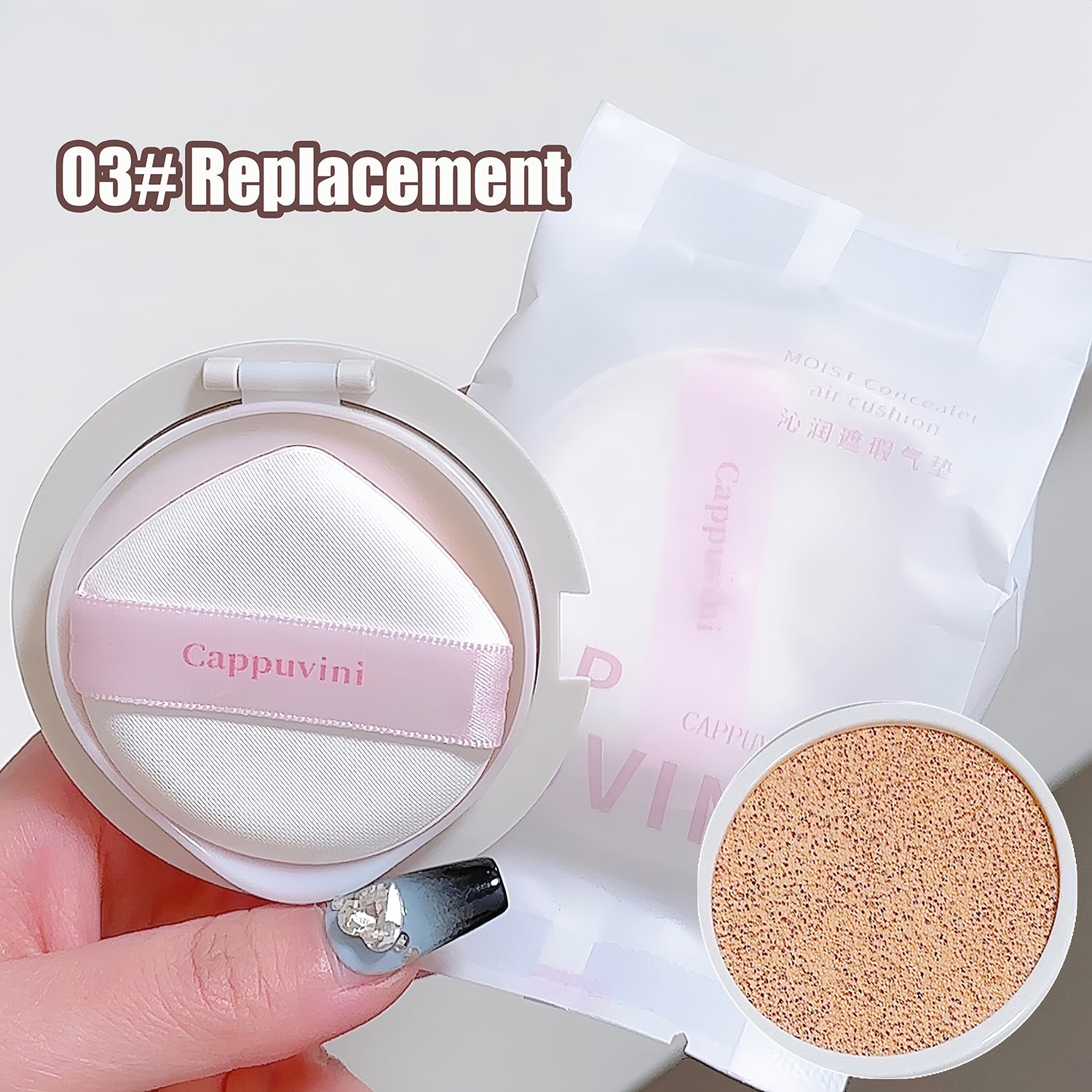 Air Cushion Foundation Full Coverage Waterproof Long-lasting Concealer 3 Colors Cushion Compact Face Makeup