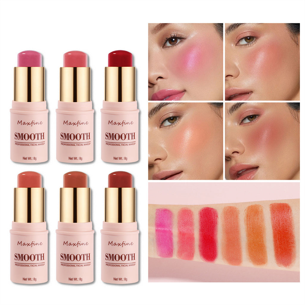 Smooth Blush Stick Naturally Saturated Long-lasting Waterproof Easy to Wear Matte Blush 3 in 1 Makeup Used On Lips Eyes Cheeks