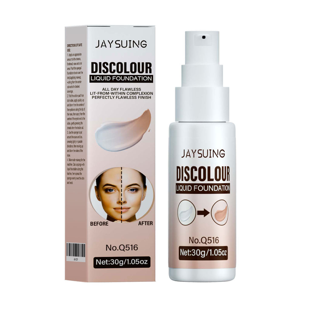Jaysuing Liquid Foundation Temperature Color Changing Waterproof No Creasing Long-lasting Moisturizing No Separation Makeup