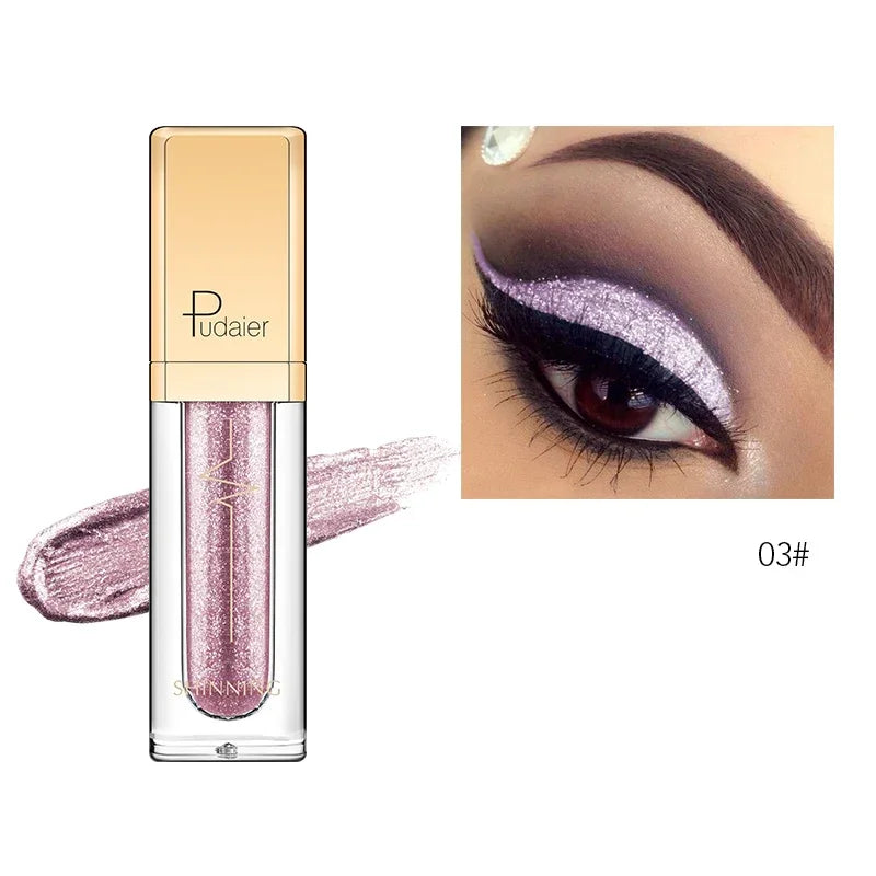 New Make Up Liquid Eyeshadow Waterproof Glitter Pigments Purple Gold Metalic Women Beauty Gel Eye Shadow Cream 18 Colors Makeup