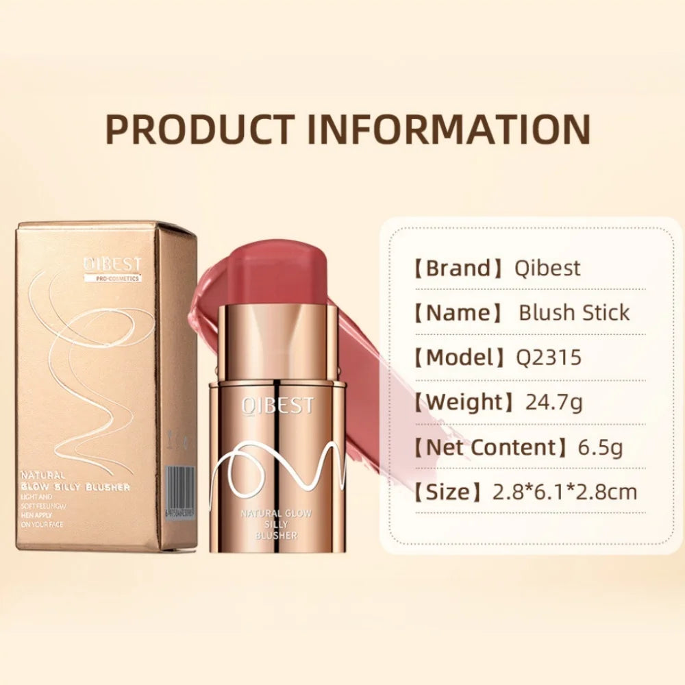 6 Colors Blush Stick Cream Blusher Waterproof Long-lasting Multi-use Lip Cheek Eye Makeup for Women Blendable
