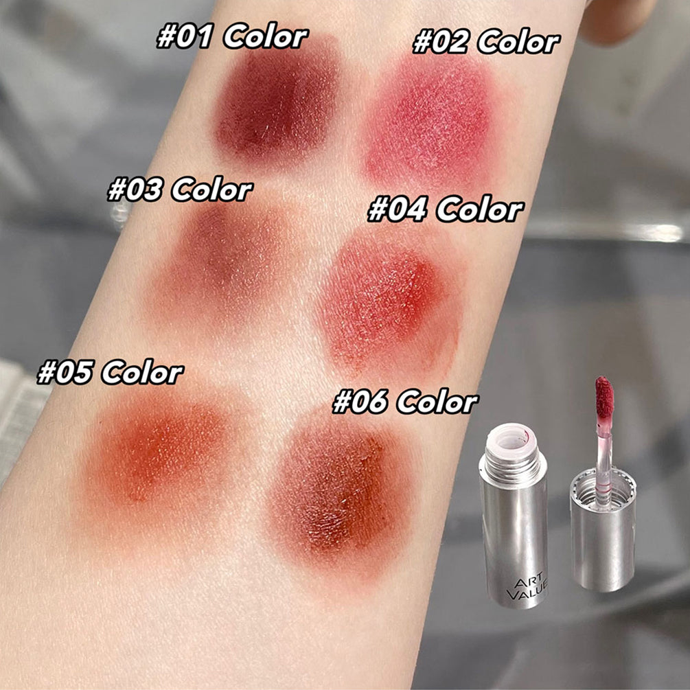 Silver Tube Lip Gloss 6 Colors Nude Matte Lipstick Waterproof Long Lasting Women Red Lip Tint Mud Velvet Lip Glaze Cosmetics