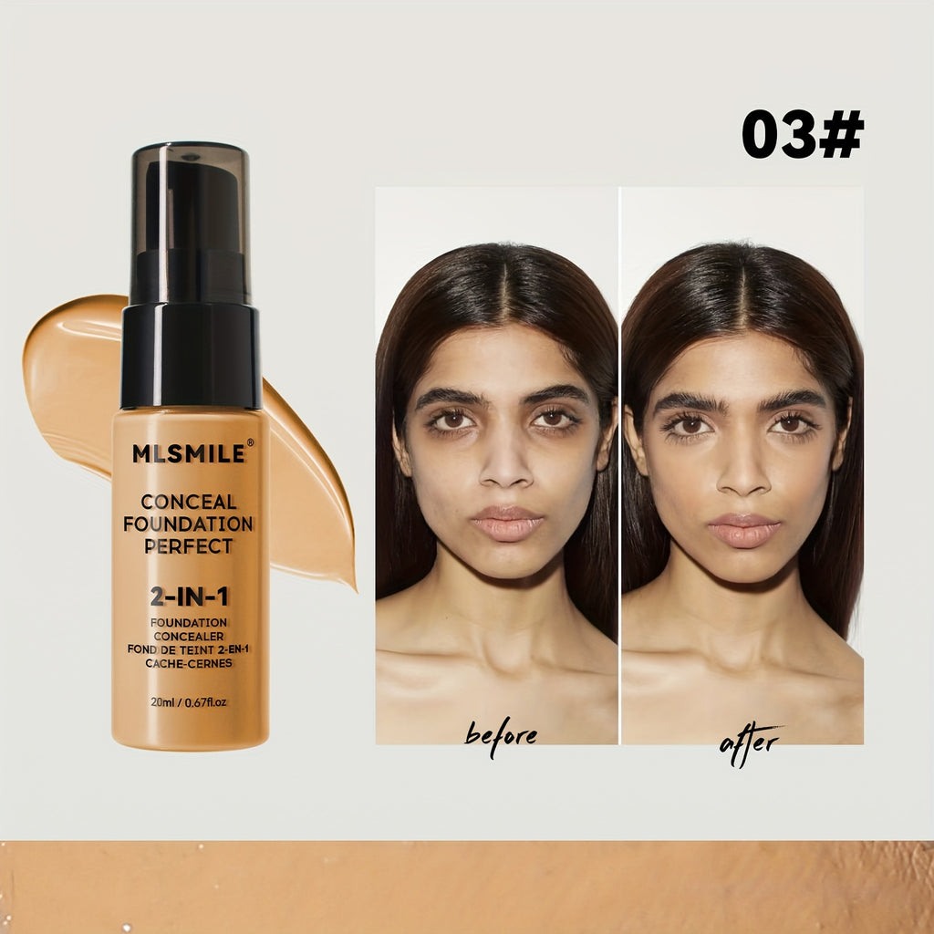 2-In-1 Oil Control Liquid Foundation And Conceal Full Coverage Long Lasting Waterproof  Hydrating And Brightening Concealer