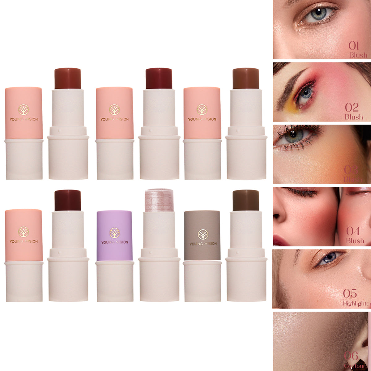 Multifunctional Makeup Stick for Lazy People High gloss Makeup   Rouge Matte Blush Stick  6 Colors Available