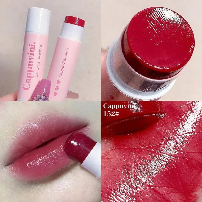 Jelly Tinted Lip Balm Moisturizing Colored Lip Stains Hydrating Waterproof Lipstick Gloss Base Pumpler Lip Care Primer Cream Set