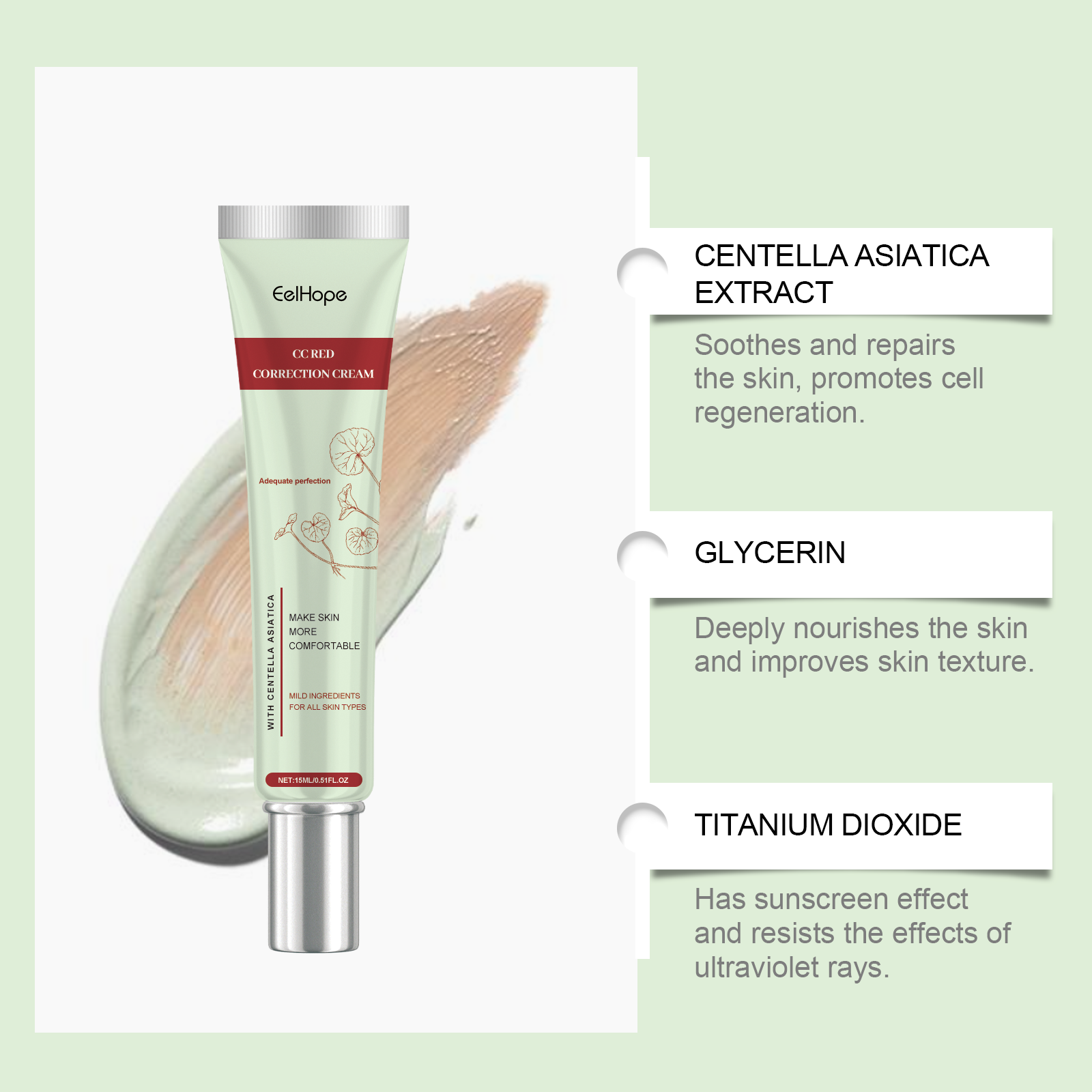 Centella Asiatica  Cream Foundation Color Correcting Facial Repair BB Cream Full Coverage Natural Concealer Whitening Liquid