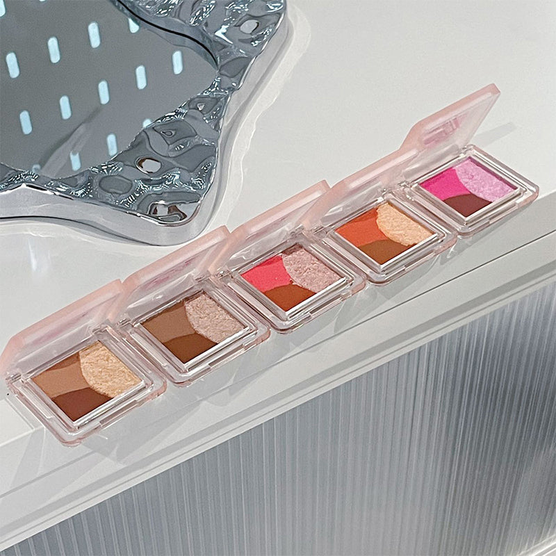 Mini three pieces of eye shadow matte Pearlescent flash to tender makeup not easy to fly powder white eyeshadow tray