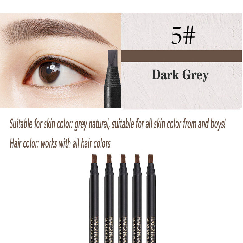 5PCS Haozhuang Eyebrow Pencil Brown Wholesale Cosmetic Pencil Natural Waterproof Long-Lasting Tattoo Brush Makeup Set Beauty