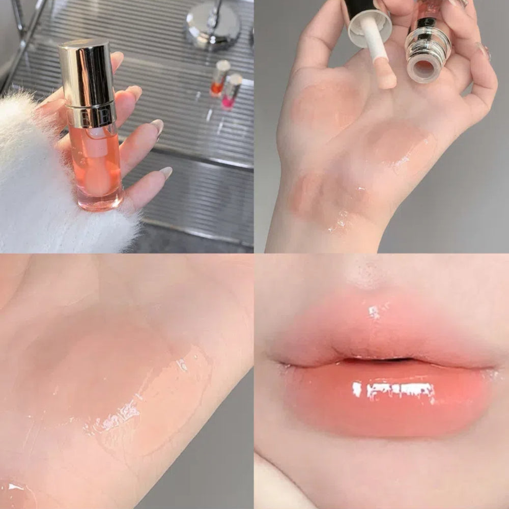 Jelly Violet Glass Lip Oil Moisturizing Transparent Plumper Lip Gloss Makeup Nutritious Liquid Lipstick Big Brush Lip Care