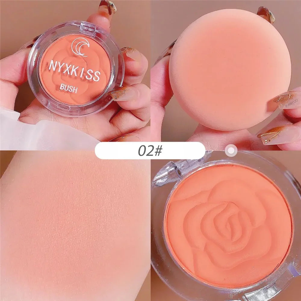 Embossed Petals Blush Peach Pink Orange Tint Makeup Blush Palette Cheek Contour Rouge Cosmetics Long-lasting Face Brightens