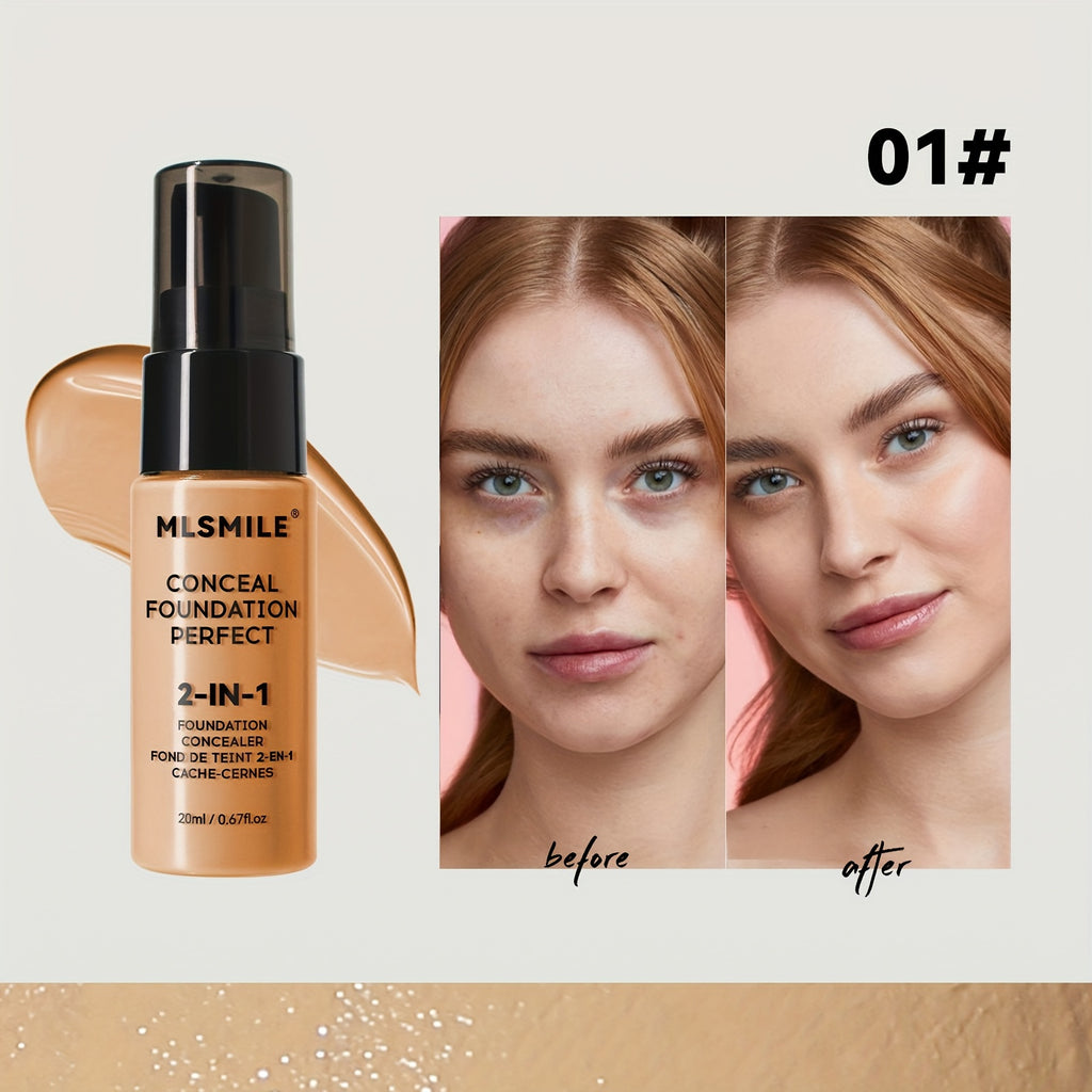 2-In-1 Oil Control Liquid Foundation And Conceal Full Coverage Long Lasting Waterproof  Hydrating And Brightening Concealer