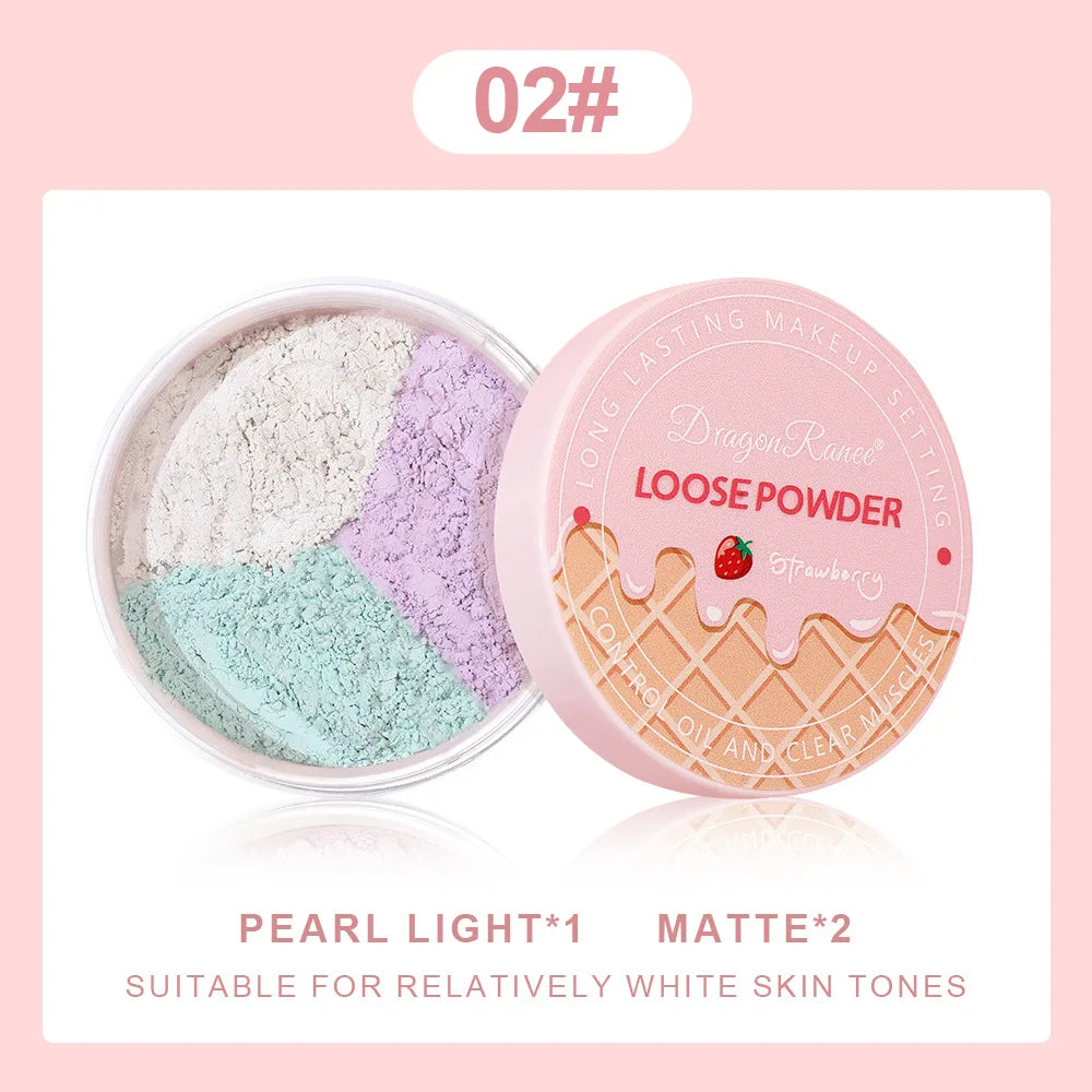 3Color Matte Face Loose Powder Waterproof Oil Control Facial Makeup Powder Natural Smooth Pearlescent Setting Powder Brightening