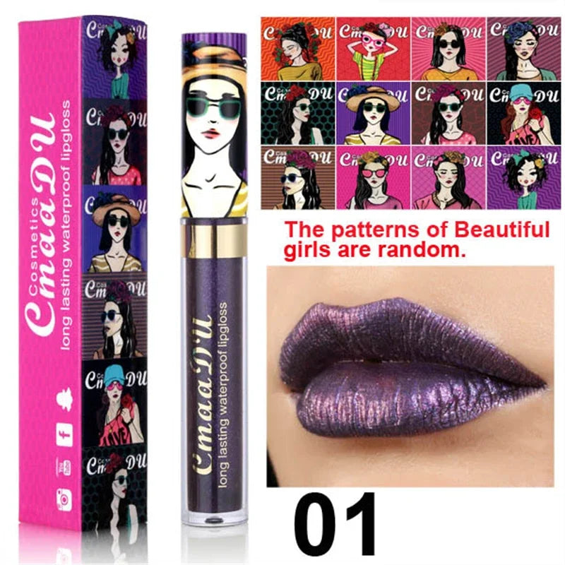 shimmer lip gloss beauty girl diamond glitter lip tint waterproof long lasting 12 color gold flash liquid lipstick makeup