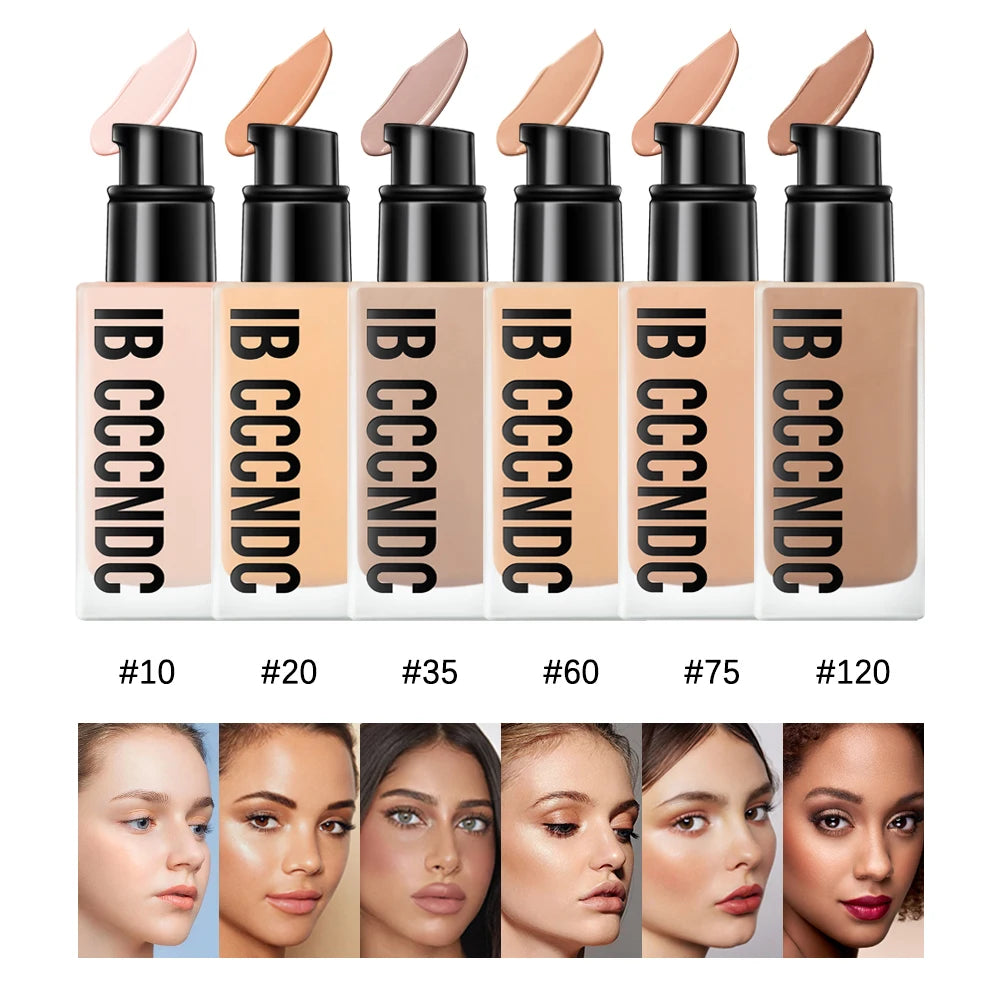 30ml Flawless Foundation Full Coverage Liquid Concealer Foundation For Light Dark Skin Tone Cover Pore Acne Makeup Waterproof