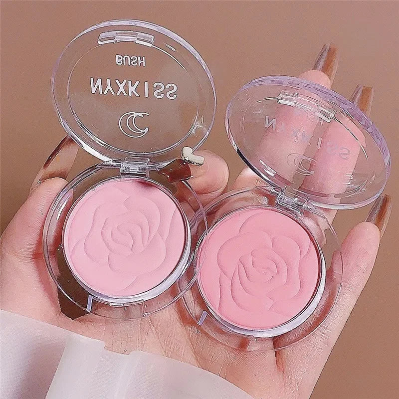 Embossed Petals Blush Peach Pink Orange Tint Makeup Blush Palette Cheek Contour Rouge Cosmetics Long-lasting Face Brightens
