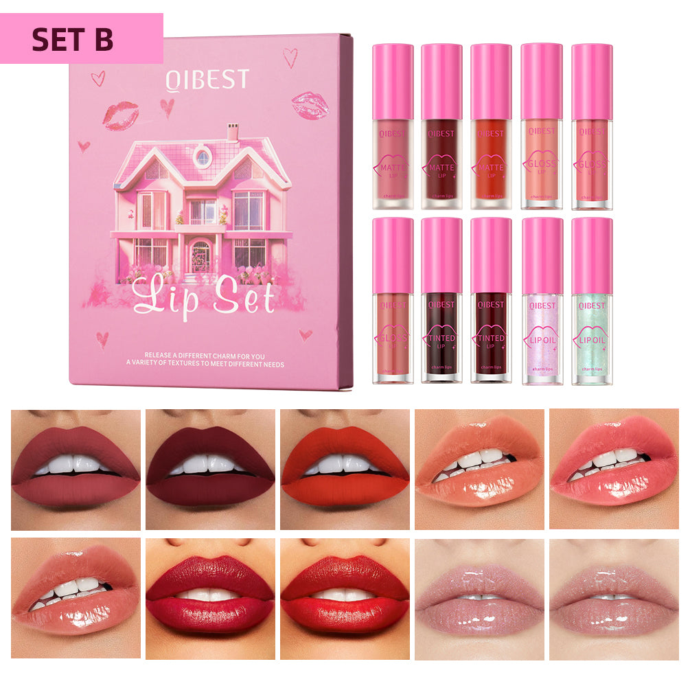 Mirror Lip Gloss Sets Waterproof Velvet Matte Liquid Lipstick Lasting Moisturizing Sexy Red Lip Tint Makeup Lip Oil Balm