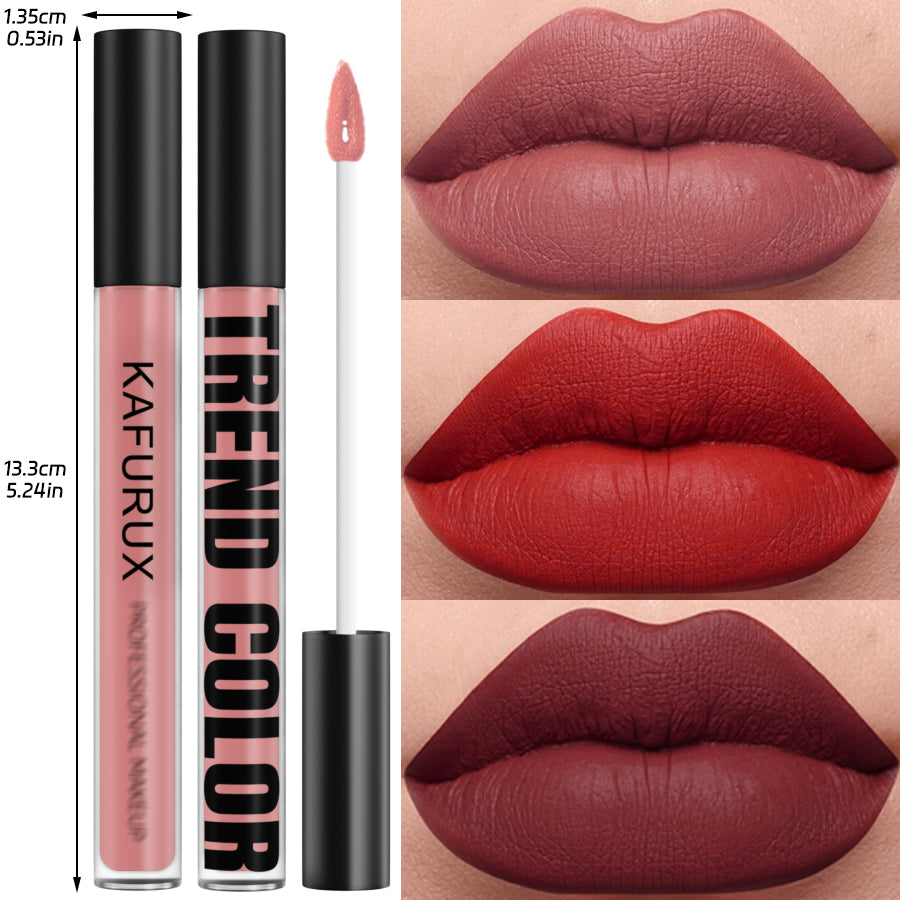Matte Lip Glaze Velvet Finish, Natural Long-lasting Highly Pigmented Liquid Lipstick, Waterproof Lip Makeup Gifts