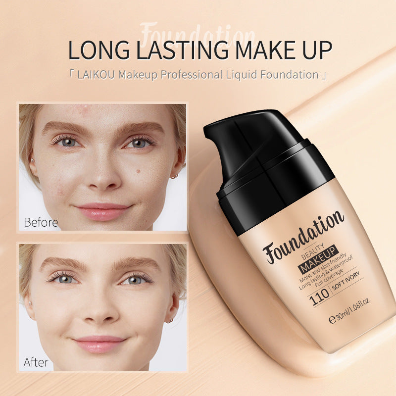 30ml Liquid Foundation Waterproof Makeup High Coverage Concealer Long-lasting Cover Dark Circle Brighten Matte Cosmetic