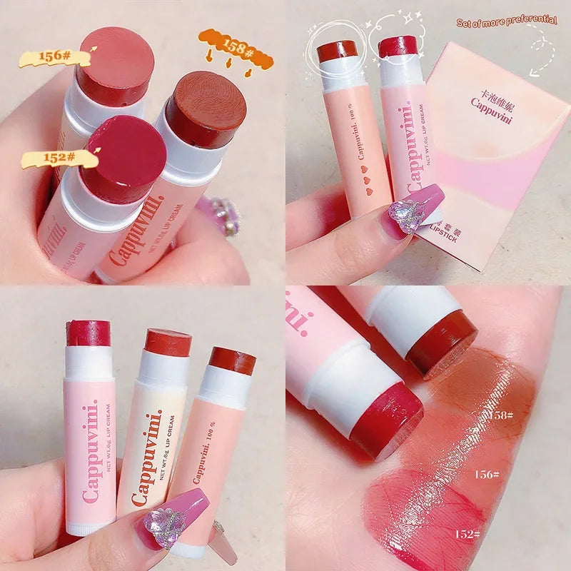 Jelly Tinted Lip Balm Moisturizing Colored Lip Stains Hydrating Waterproof Lipstick Gloss Base Pumpler Lip Care Primer Cream Set