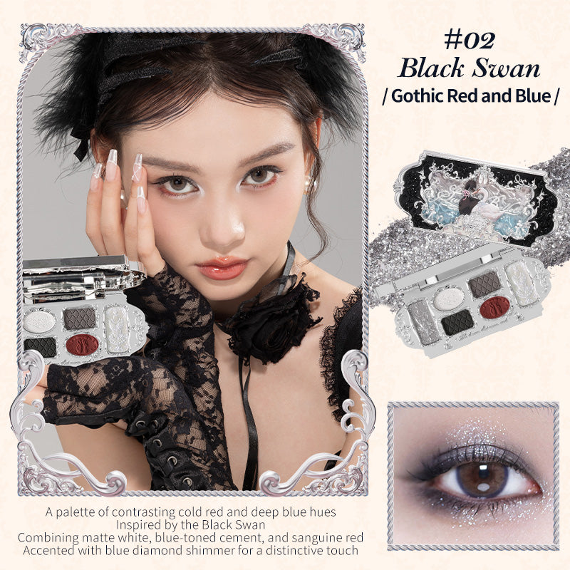 Flower Knows Swan Ballet Series Six-Color Eyeshadow Palette Delicate Matte Glow Shimmer