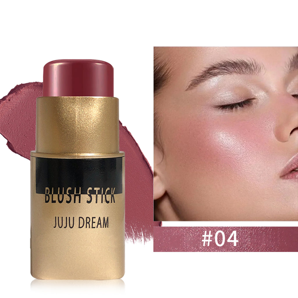 Golden lustrous blush stick with a contour stick   featuring a blend of bronze powder and blush   a facial contour pen