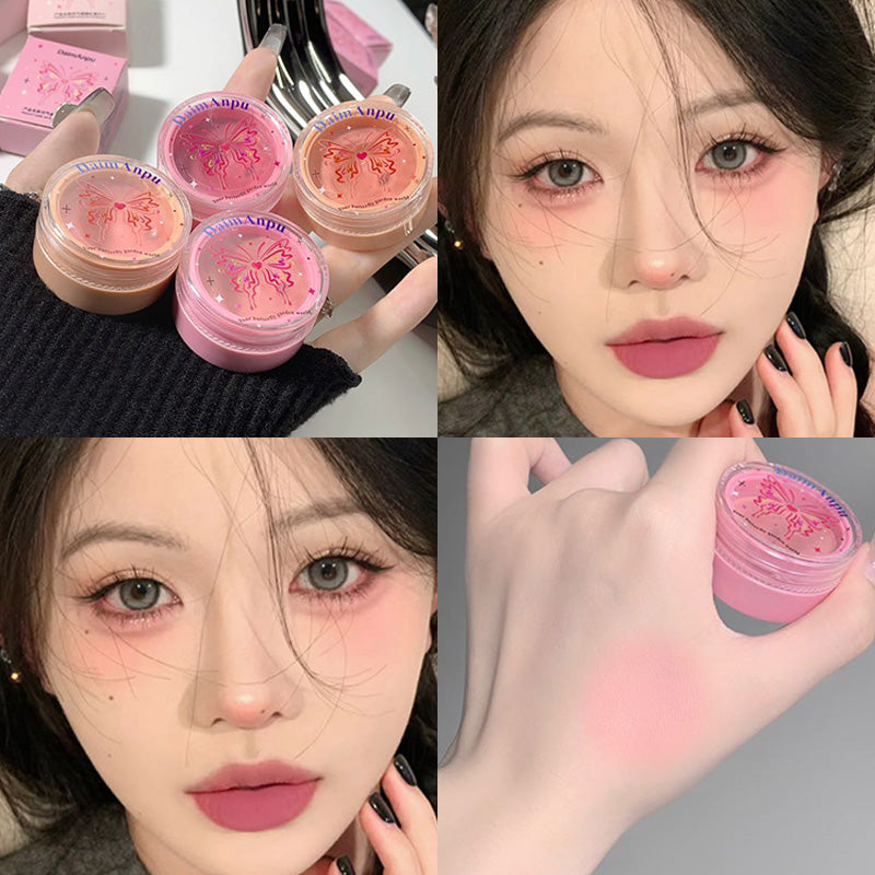 Korea Air Sense Blush Mud Mousse Blush Palette Rose Cherry Cheek Tint Blusher with Puff Makeup Matte Peach Rouge Contour Shadow
