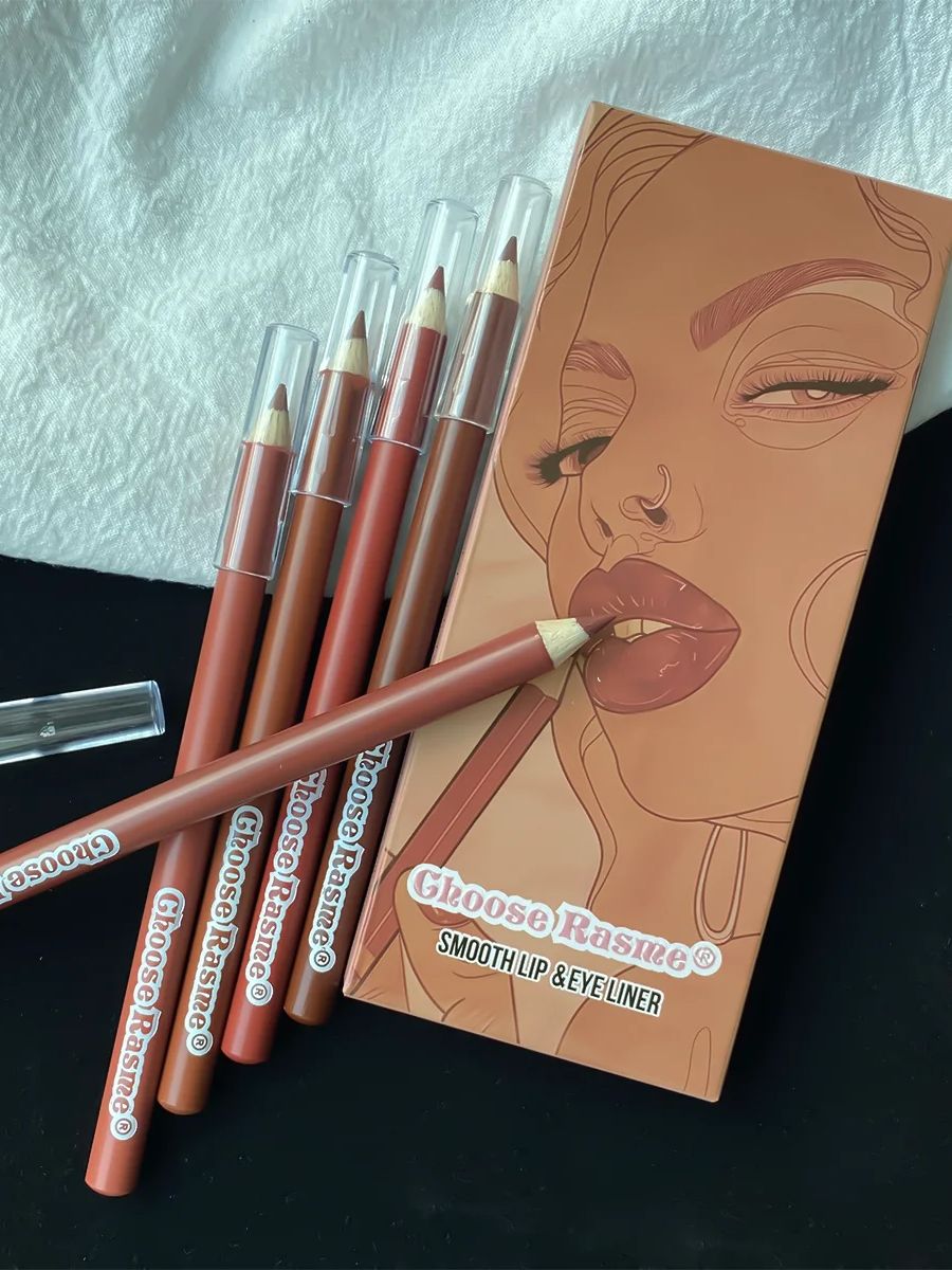 6pcs Lip Liner Pen 6 Colors Waterproof And Sweat-proof Not Easy To Fade Non-stick Cup Nude Lipstick Pencil SET