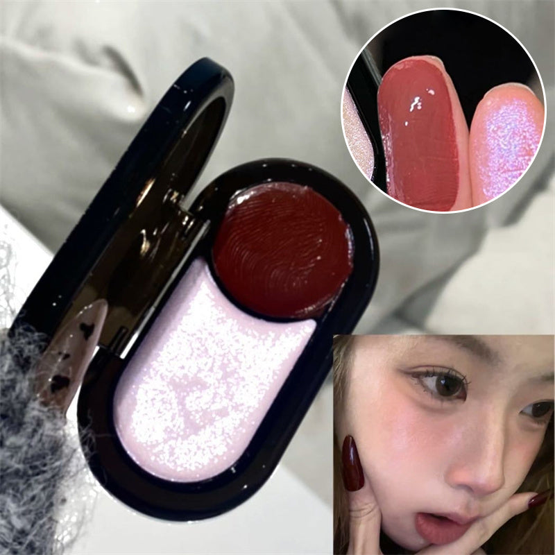 Multi-Use Two-color Blusher Pearlescent Matte Highlight Contour Makeup Natural Nude Blush Lipstick Eye Shadow Brightening Cream