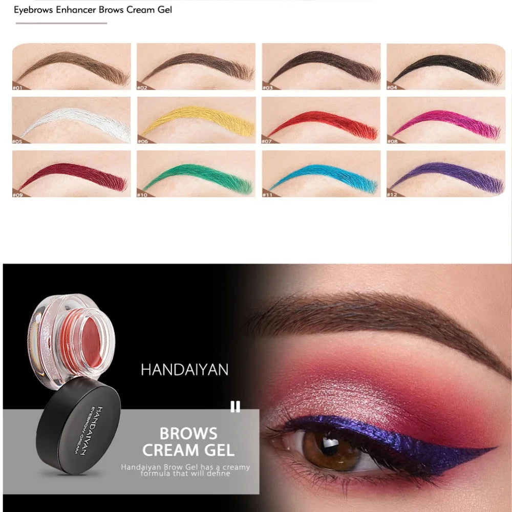 Colorful Eyebrow Cream Gel High Pigment Brows Tint Waterproof Long lasting Eye Brow Dye With Brushes Decorate Cosmetic