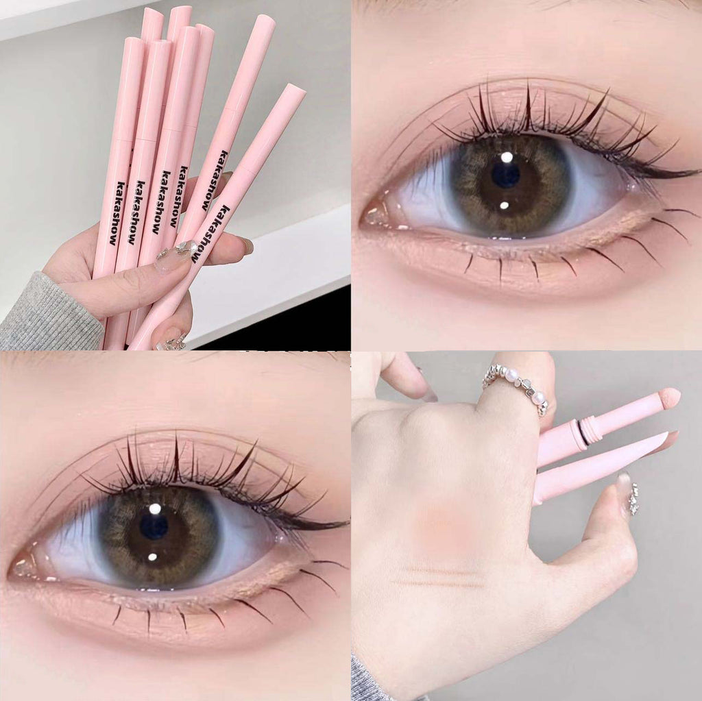 Double-head Gel Blade Eyeliner Pencil With Sponge Smudging Silkworm Pen High Gloss Powder Natural Brightens Eyeshadow Stick