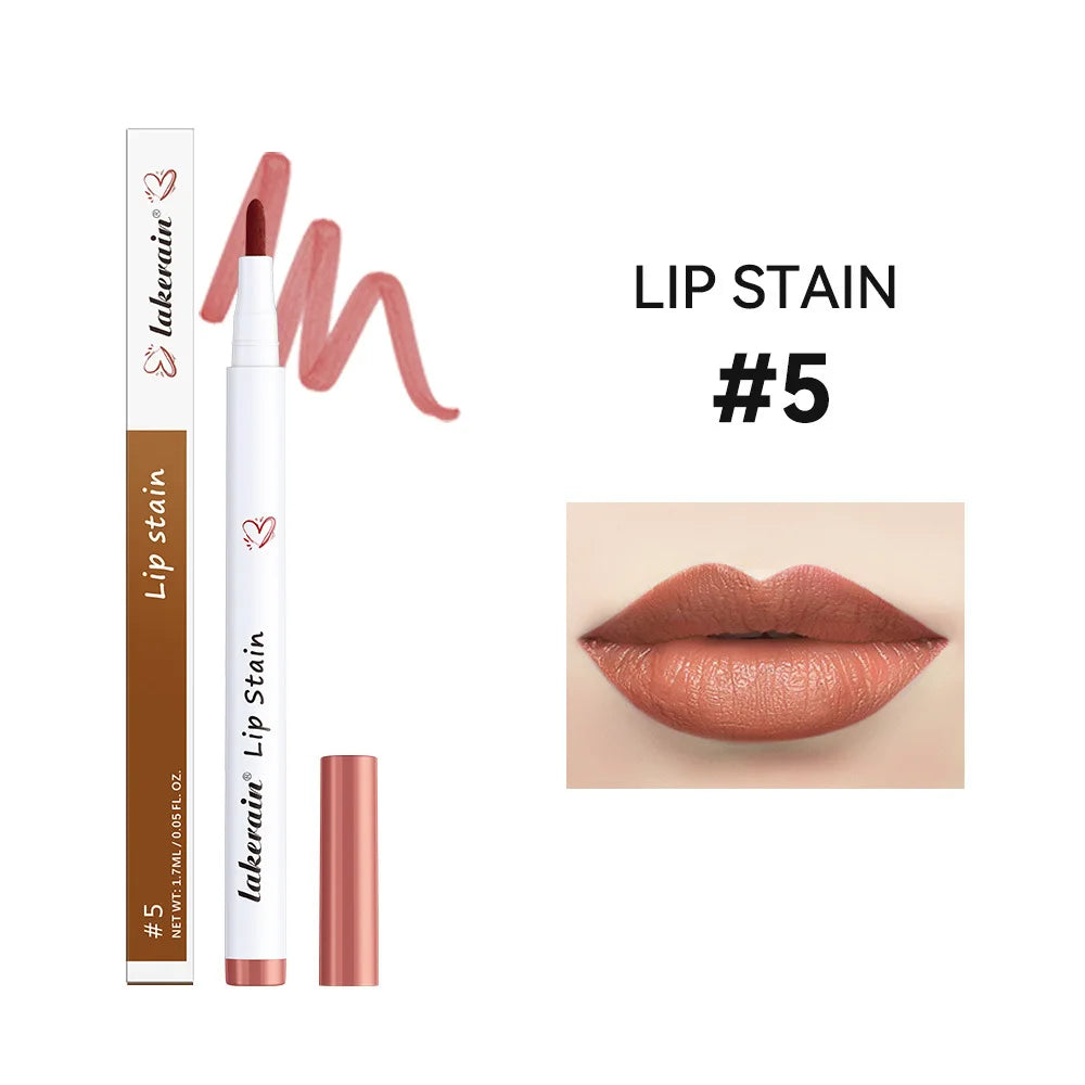 Lip Stain Pencil Liquid Lip Liner Waterproof Plumping Lip Tint Natural Matte Nude Brown Long Lasting Beauty Marker Pen Makeup